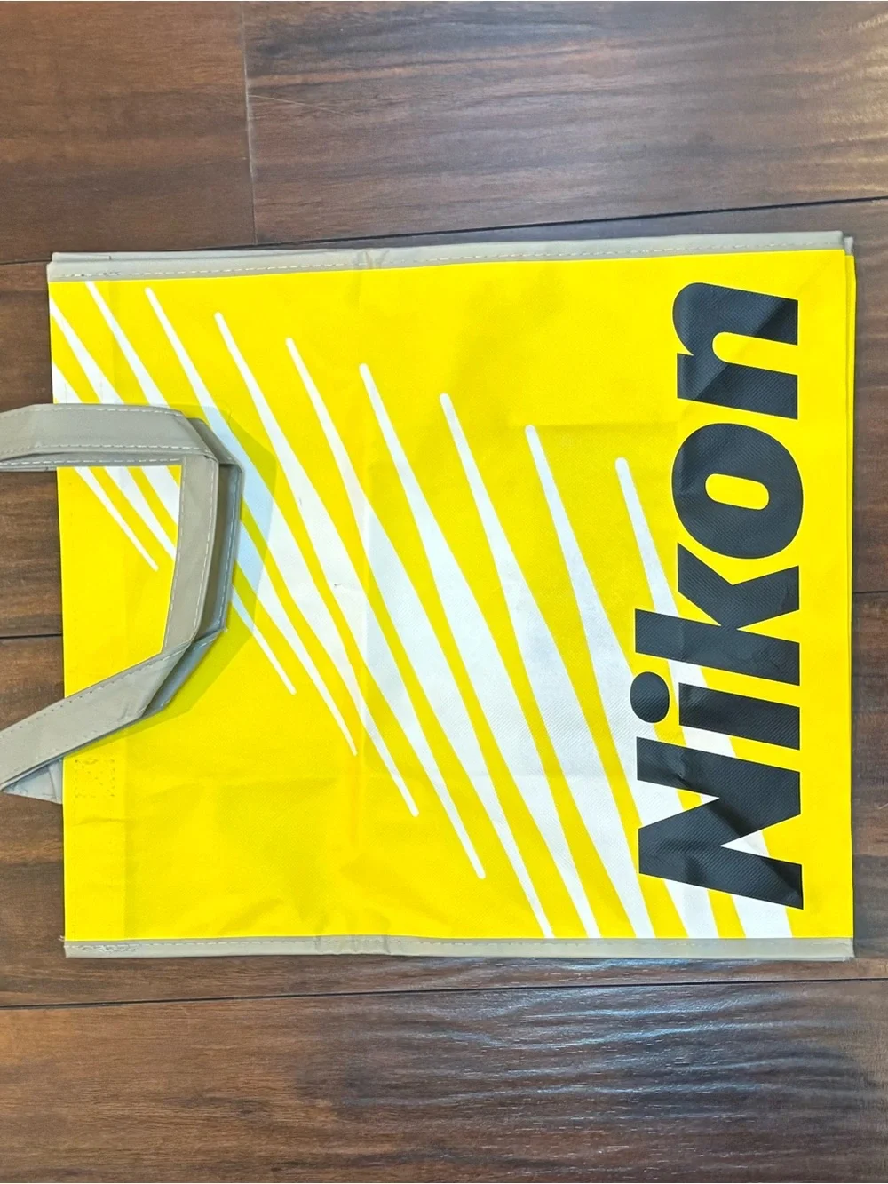 Nikon Bright Yellow Messenger Tote with Beige Handles